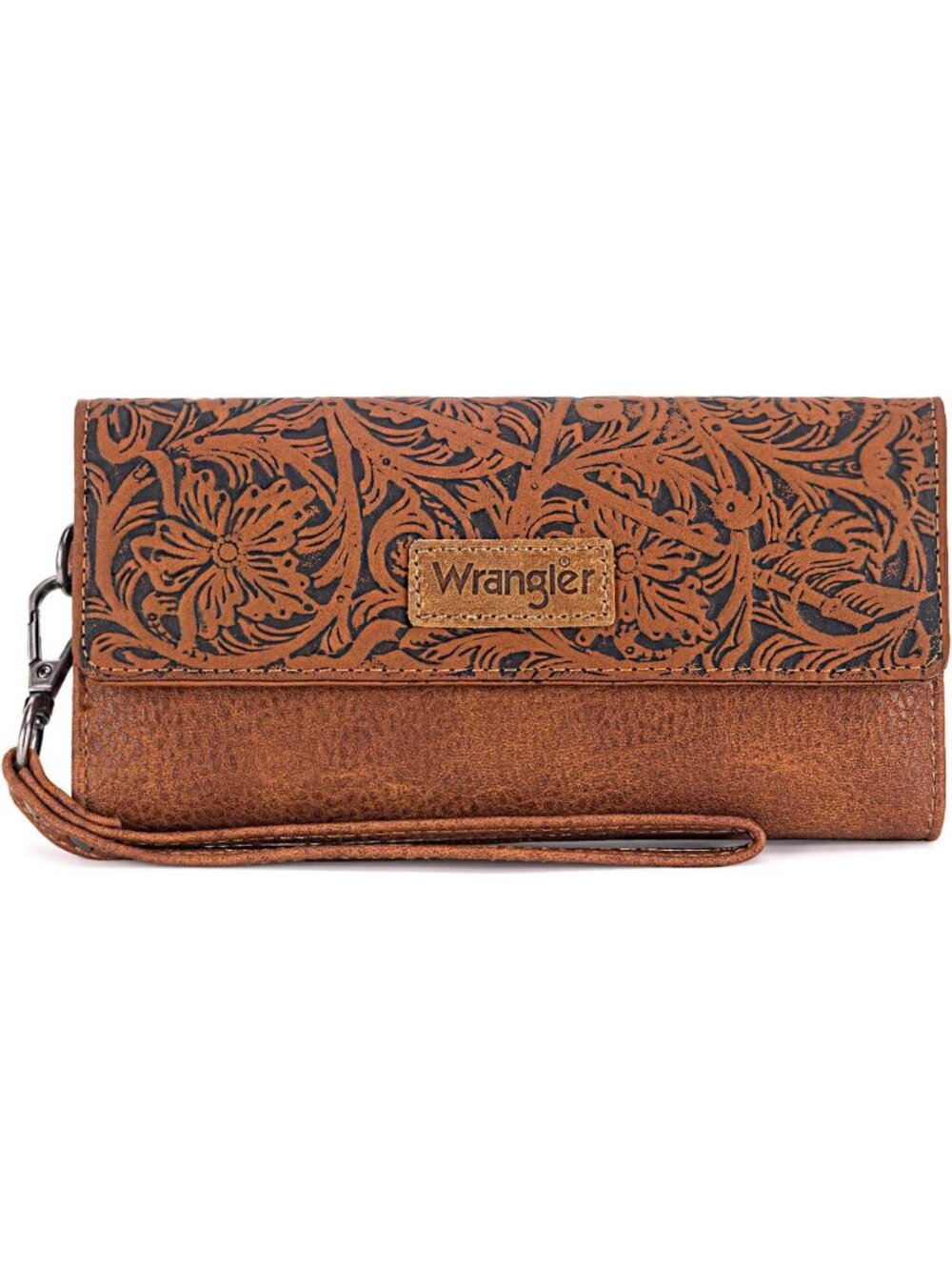 Large Women's Trifold Wristlet Wallet with Western Tooling - Stylish